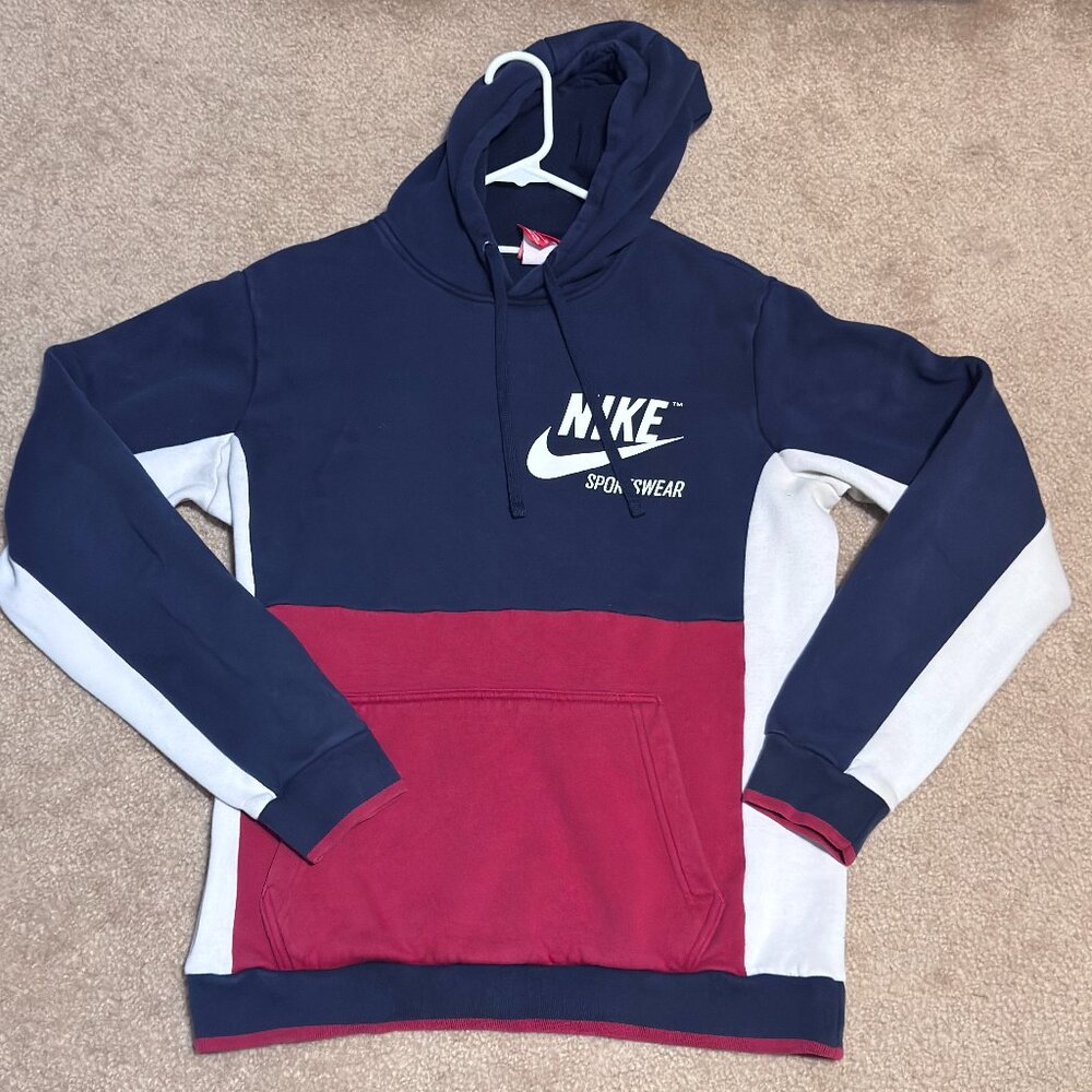 Nike Red White and Navy Blue Sweatshirt Sz-S
